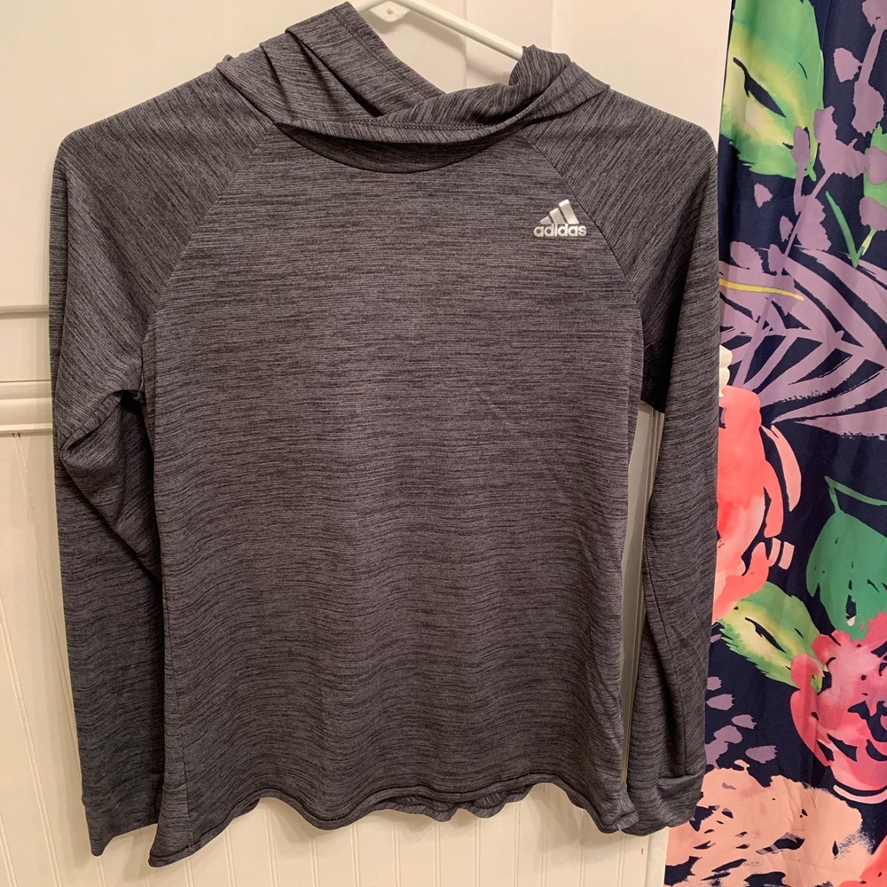 Grey Hooded Youth Adidas sweatshirt